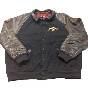 Vintage Partagas 1845 Wool Leather Varsity Jacket USA Made XXL 80s 90s Lined